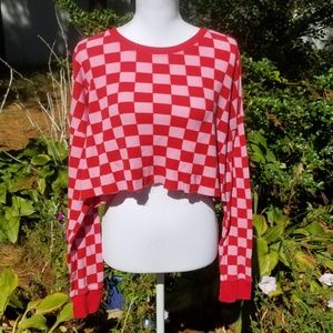 Checkered Red & Pink Crop Top